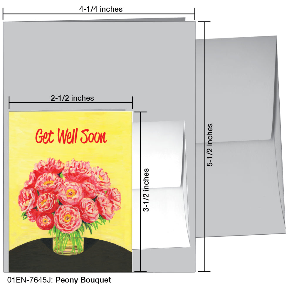 Peony Bouquet, Greeting Card (7645J), Enclosure Card, www.printedcanvas.com