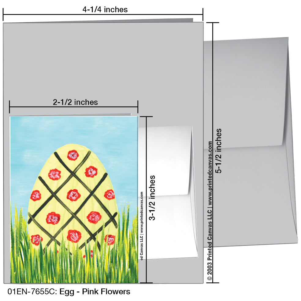 Egg - Pink Flowers, Greeting Card (#7655C)