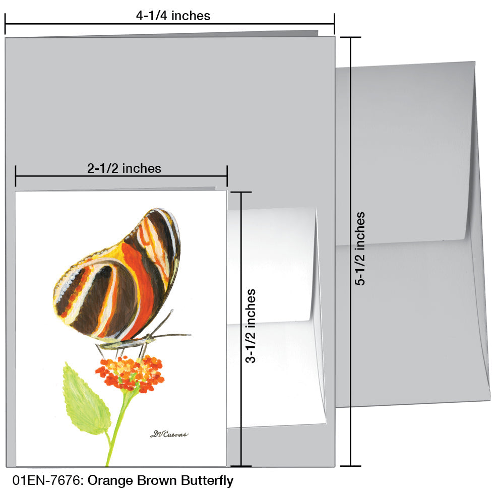 Orange Brown Butterfly, Greeting Card (7676A), Enclosure, www.printedcanvas.com