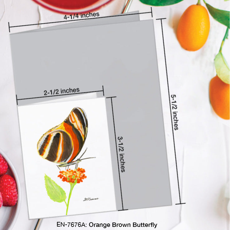 Orange Brown Butterfly, Greeting Card (7676A), Enclosure Card, www.printedcanvas.com