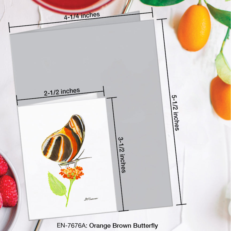 Orange Brown Butterfly, Greeting Card (#7676A)