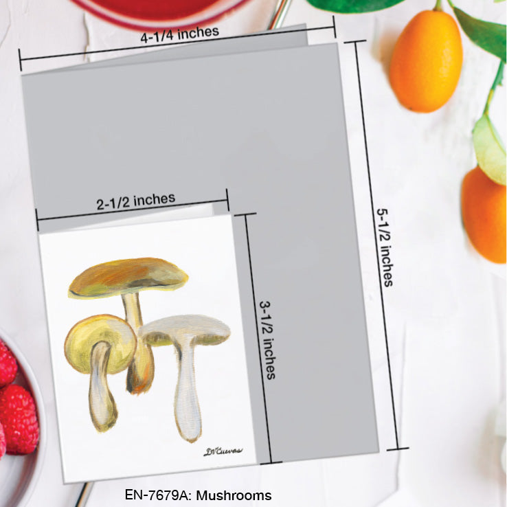 Mushrooms, Greeting Card (7679A), Enclosure Card, www.printedcanvas.com