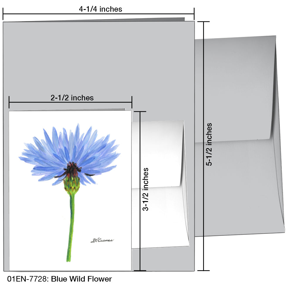 Blue Wild Flower Stem, Greeting Card (7728A), Enclosure, www.printedcanvas.com