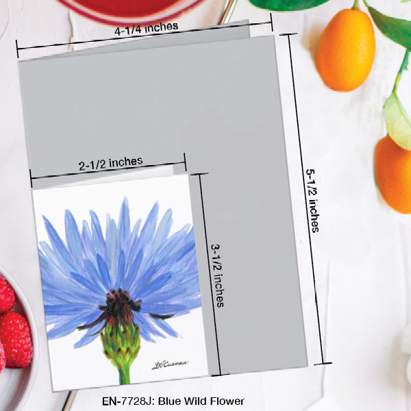 Blue Wild Flower Stem, Greeting Card (7728J), Enclosure Card, www.printedcanvas.com