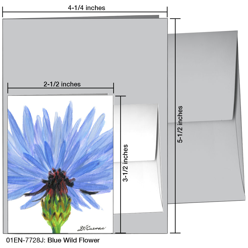 Blue Wild Flower Stem, Greeting Card (7728J), Enclosure Card, www.printedcanvas.com