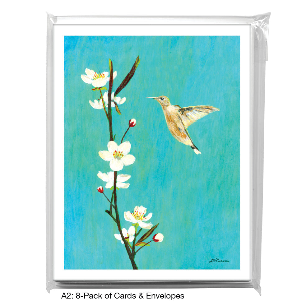 Wild Cherry With Hummingbird, Greeting Card (7758), A2 8-Pack, printedcanvas.com