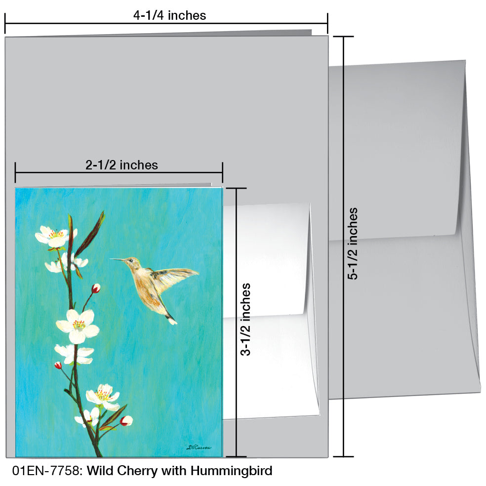 Wild Cherry With Hummingbird, Greeting Card (7758), Enclosure, printedcanvas.com
