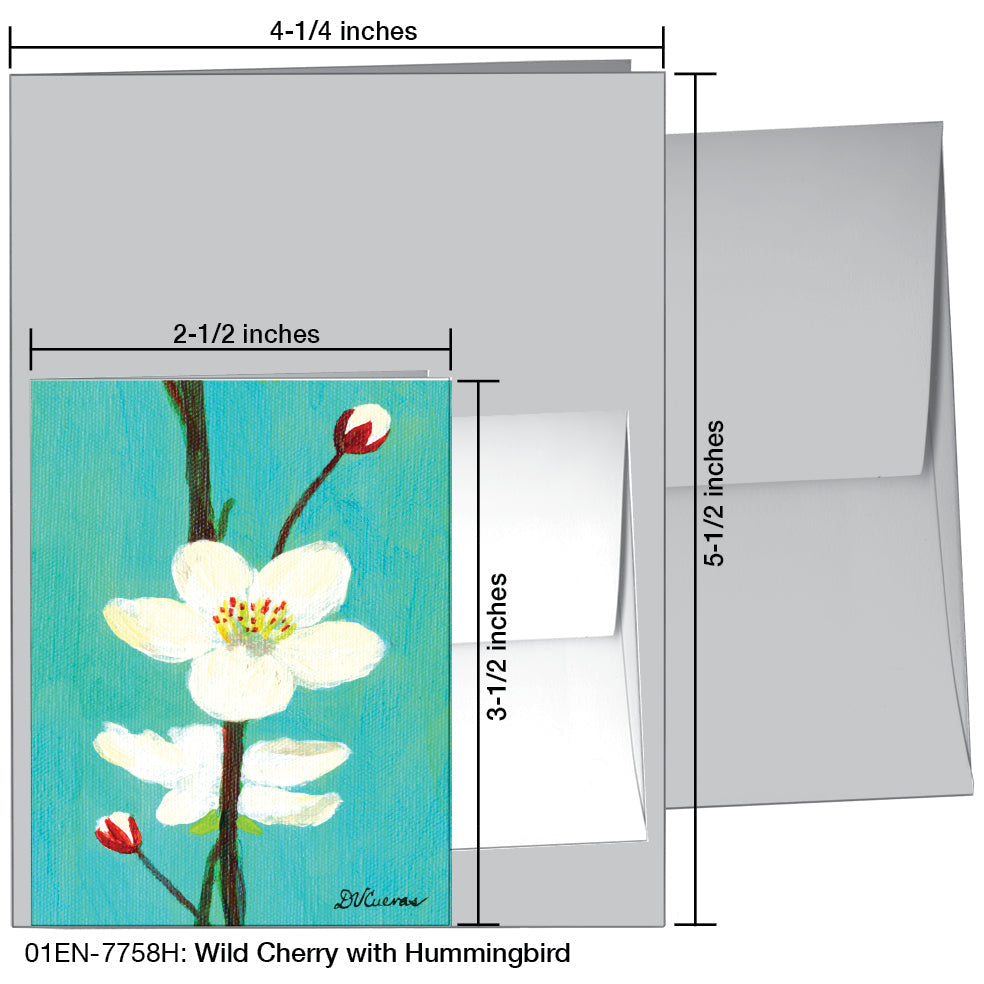 Wild Cherry with Hummingbird, Greeting Card (7758H), Enclosure Card, www.printedcanvas.com