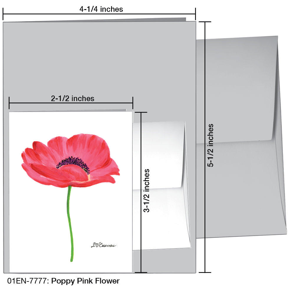 Poppy Pink Flower, Greeting Card (7777B), Enclosure, www.printedcanvas.com