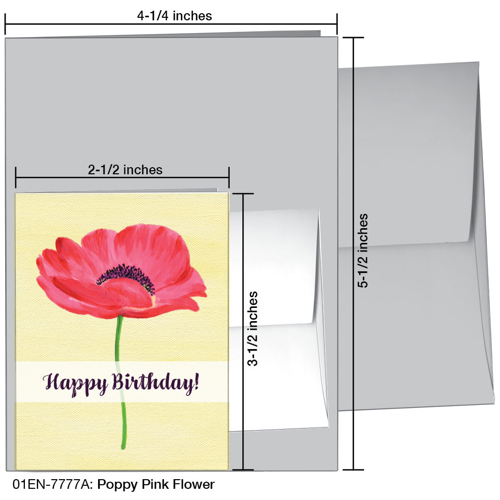 Poppy Pink Flower, Greeting Card (7777A), Enclosure, printedcanvas.com