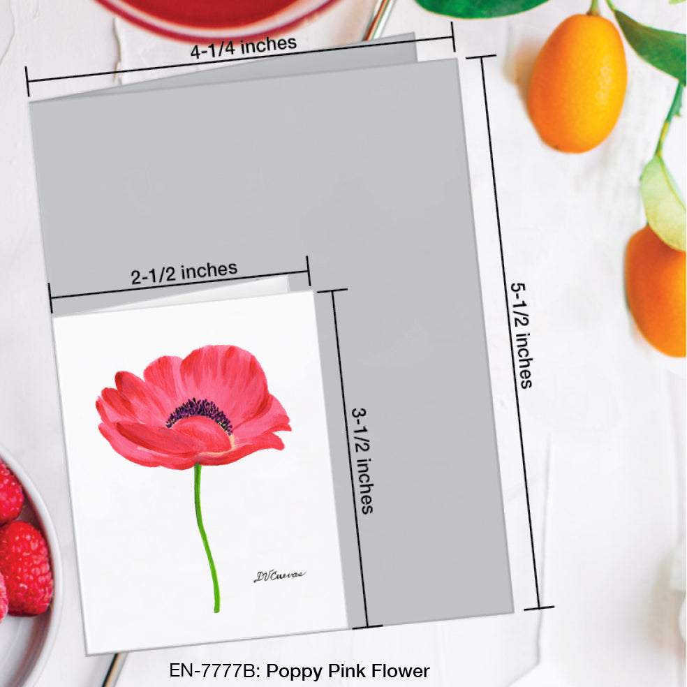 Poppy Pink Flower, Greeting Card (#7777B)