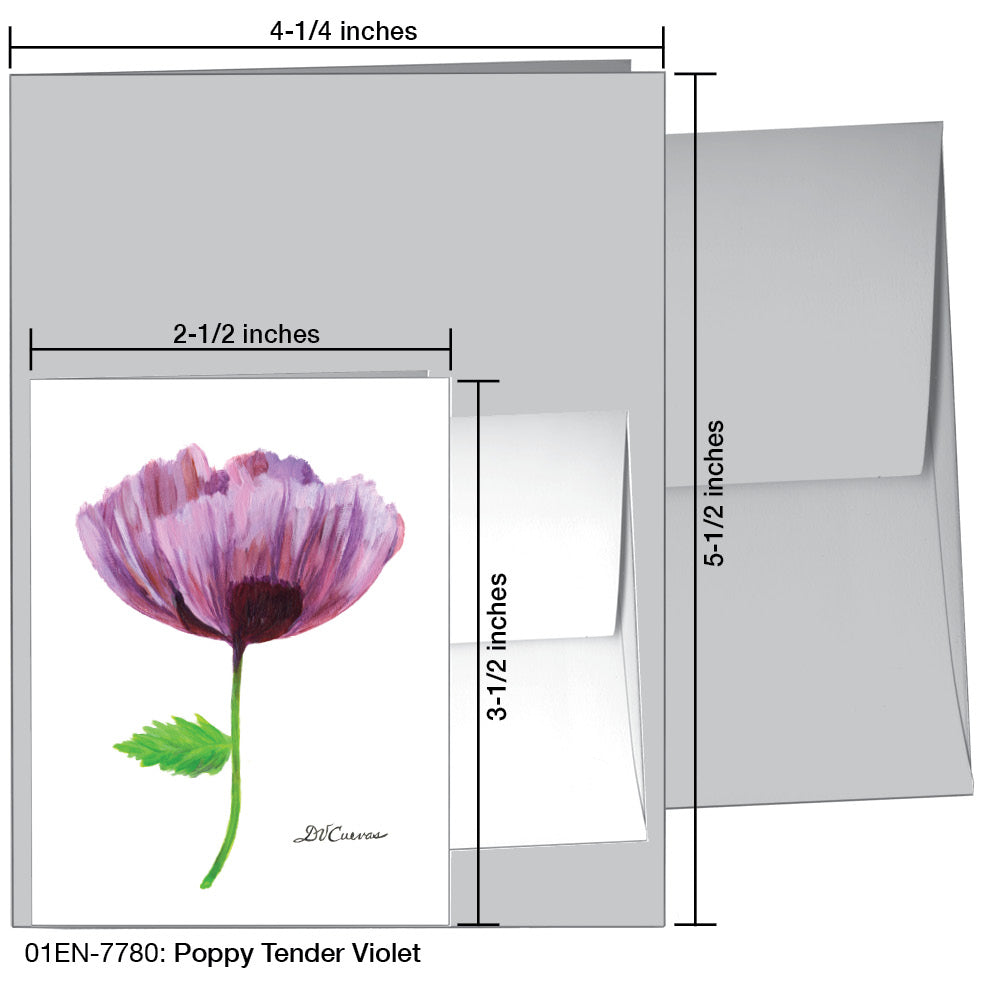 Poppy Tender Violet, Greeting Card (7780A), Enclosure, www.printedcanvas.com