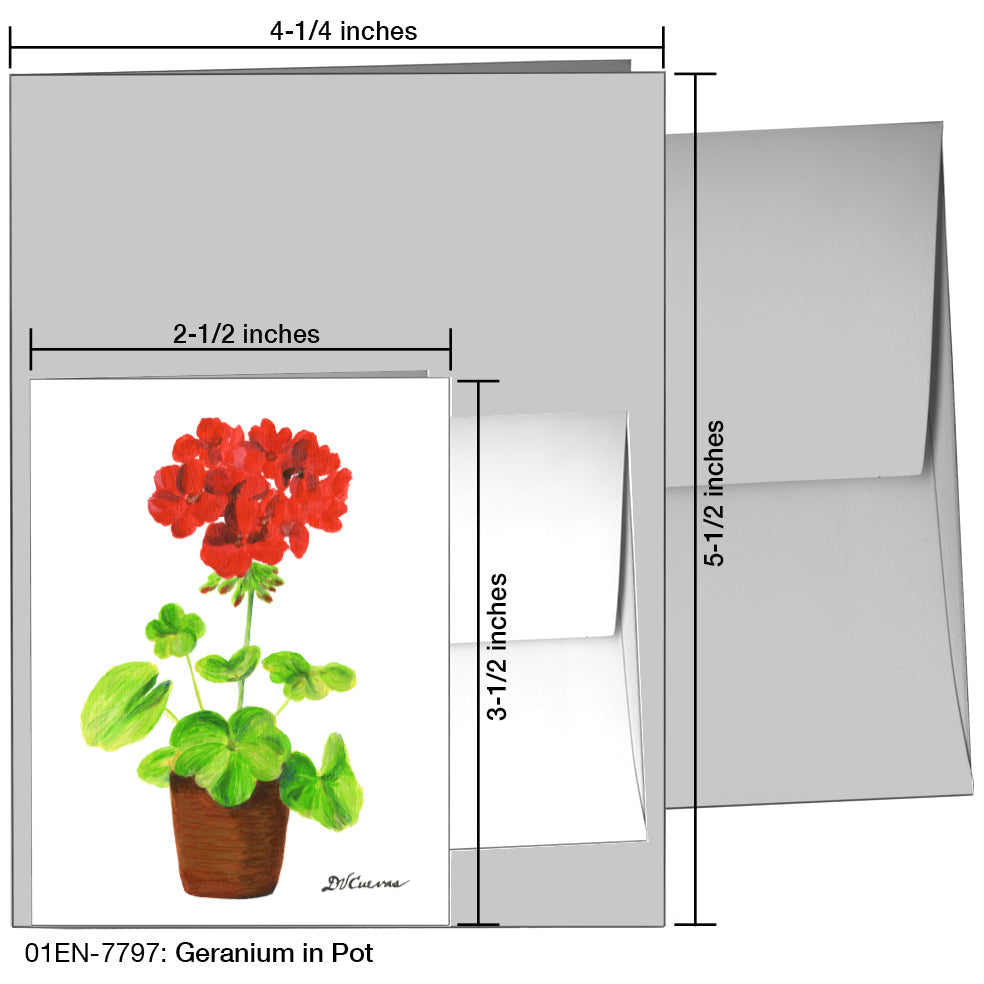 Geranium in Pot, Greeting Card (7797D), Enclosure, www.printedcanvas.com