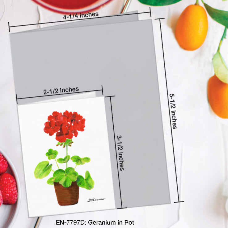 Geranium in Pot, Greeting Card (7797D), Enclosure Card, www.printedcanvas.com