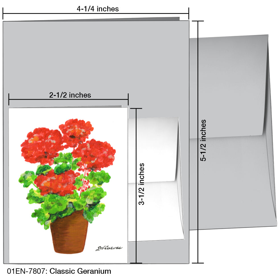 Classic Geranium, Greeting Card (7807A), Enclosure, www.printedcanvas.com