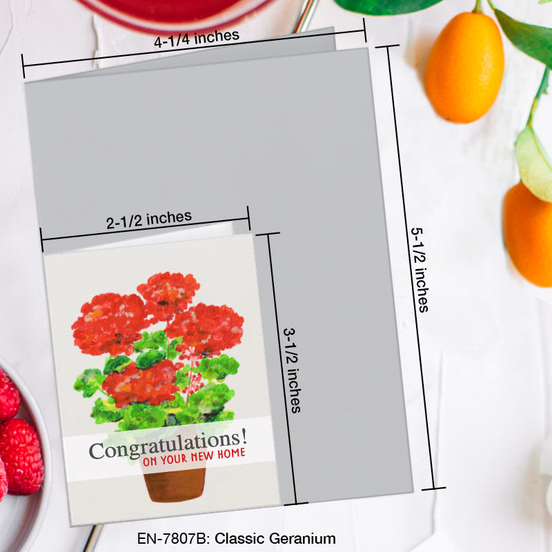 Classic Geranium, Greeting Card (7807B), Enclosure, www.printedcanvas.com