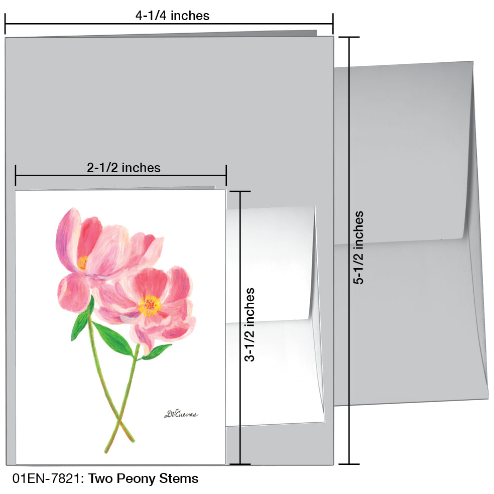 Two Peony Stems, Greeting Card (7821A), Enclosure, www.printedcanvas.com