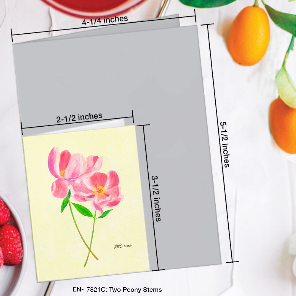 Two Peony Stems, Greeting Card (#7821C)