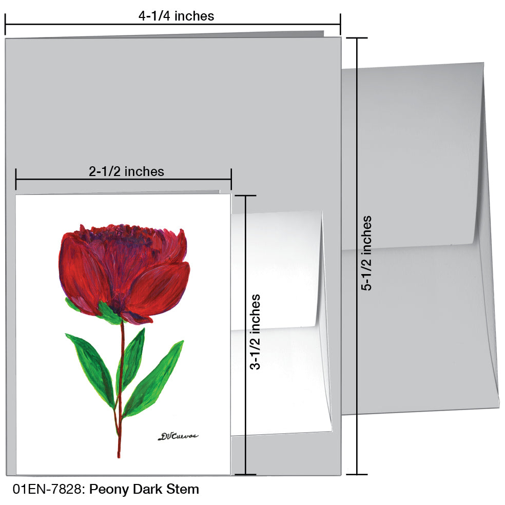 Peony Dark Stem, Greeting Card (7828A), Enclosure, www.printedcanvas.com