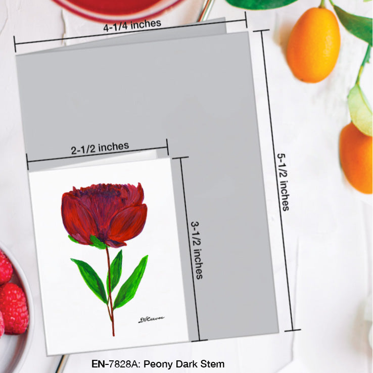 Peony Dark Stem, Greeting Card (7828A), Enclosure Card, www.printedcanvas.com