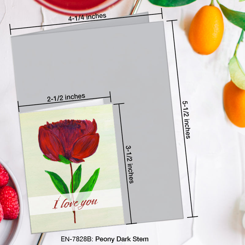 Peony Dark Stem, Greeting Card (7828B), Enclosure, www.printedcanvas.com