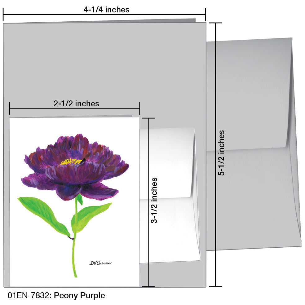 Peony Purple, Greeting Card (7832A), Enclosure, www.printedcanvas.com