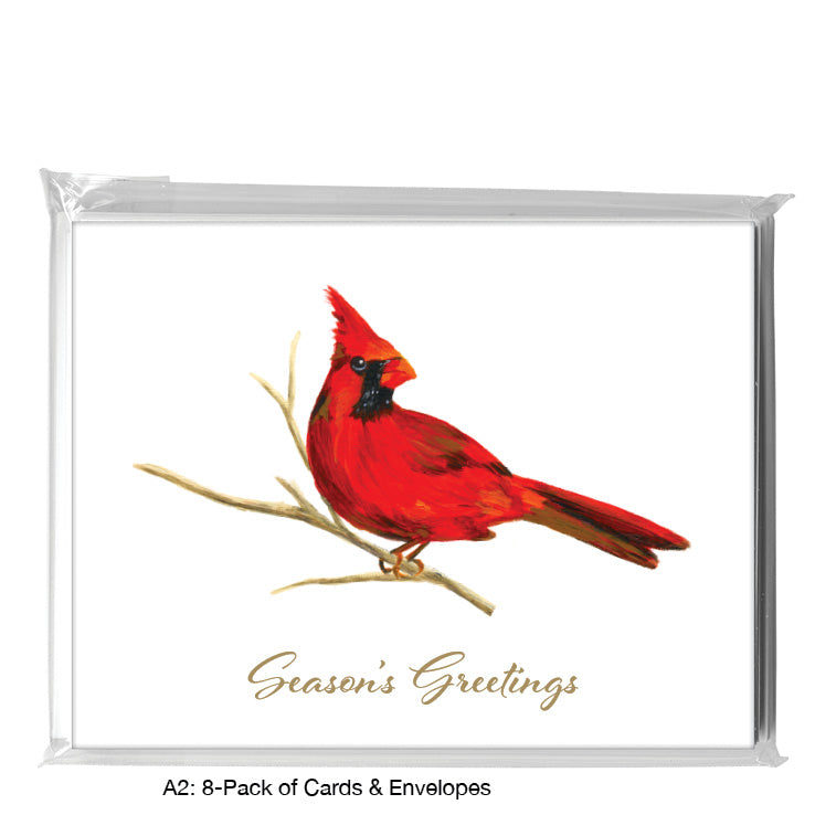 Male Cardinal, Greeting Card (7866D), A2 8-Pack, printedcanvas.com