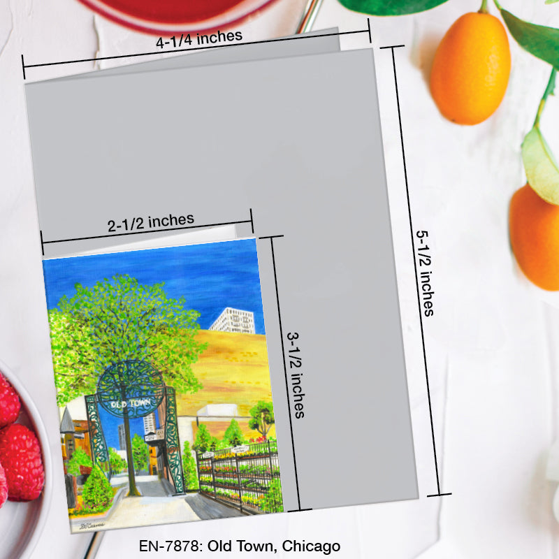 Old Town, Chicago, Greeting Card (7878A), Enclosure Card, www.printedcanvas.com