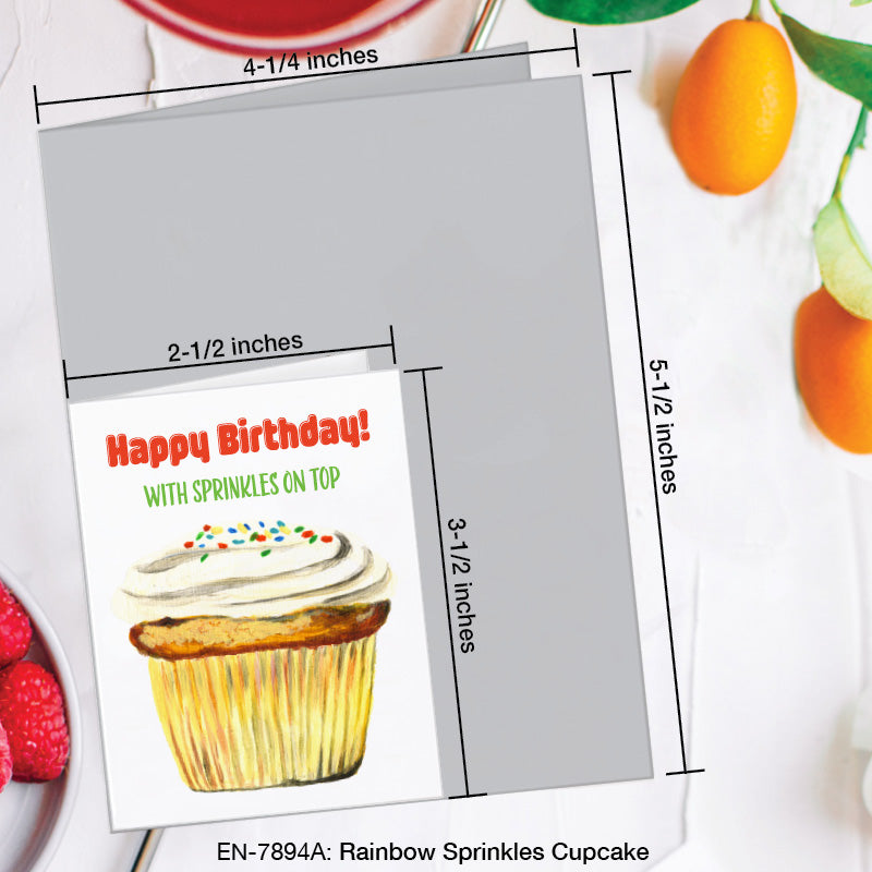 Rainbow Sprinkles Cupcake, Greeting Card (7894A), Enclosure, www.printedcanvas.com