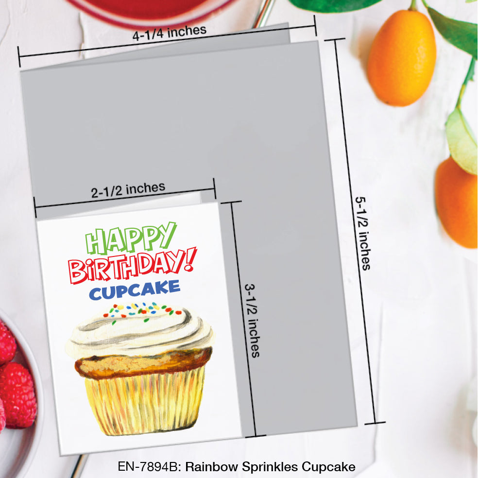 Rainbow Sprinkles Cupcake, Greeting Card (#7894B)