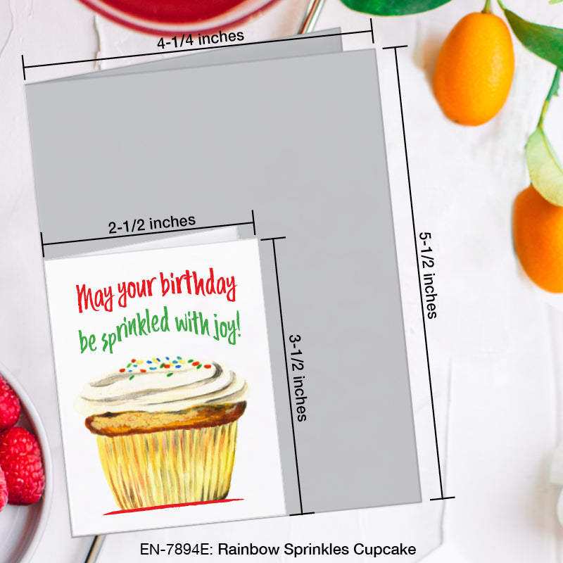 Rainbow Sprinkles Cupcake, Greeting Card (7894E), Enclosure, www.printedcanvas.com