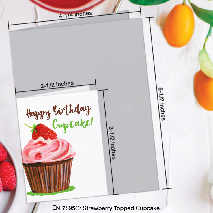 Strawberry Topped Cupcake, Greeting Card (#7895C)