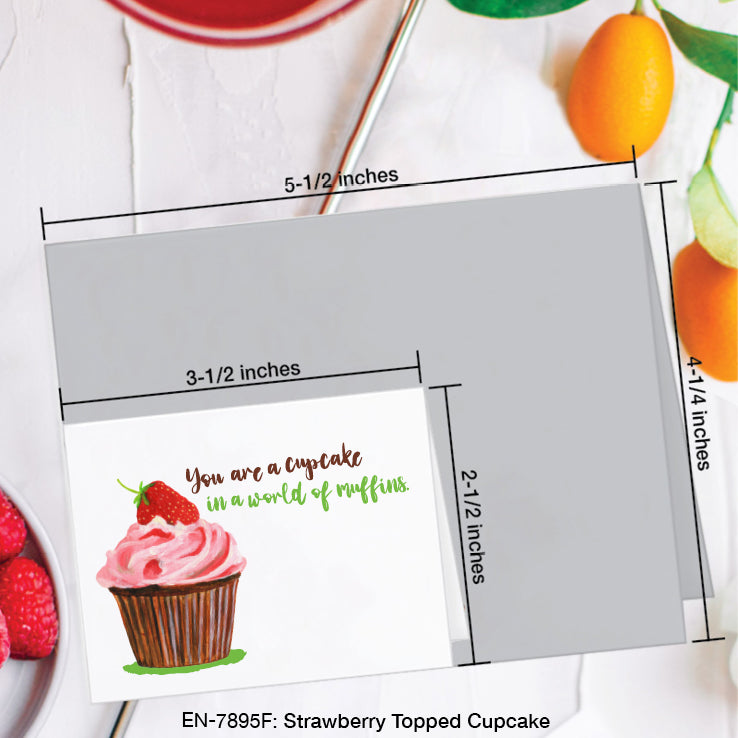 Strawberry Topped Cupcake, Greeting Card (#7895F)