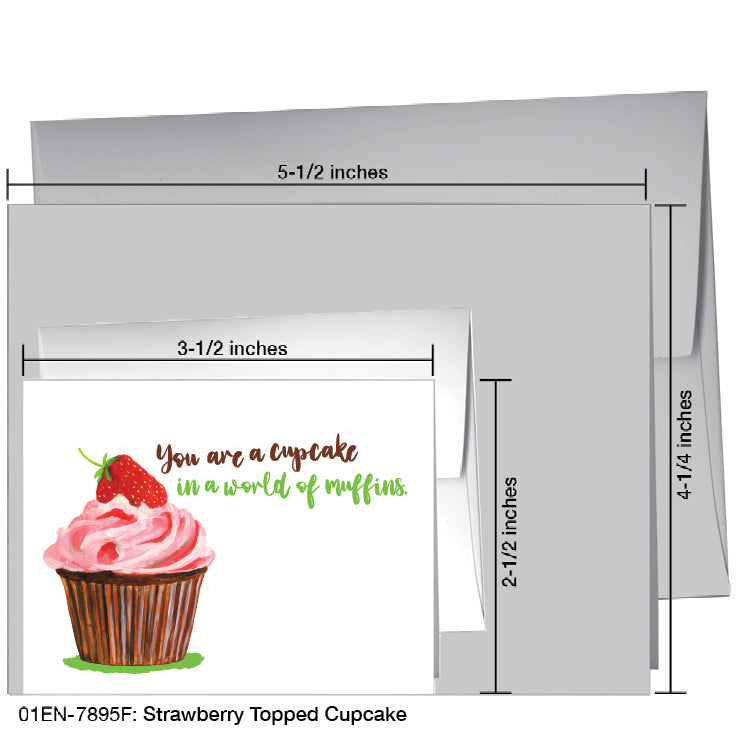 Strawberry Topped Cupcake, Greeting Card (7895F)