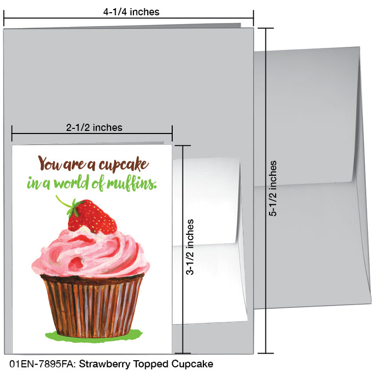 Strawberry Topped Cupcake, Greeting Card (#7895FA)