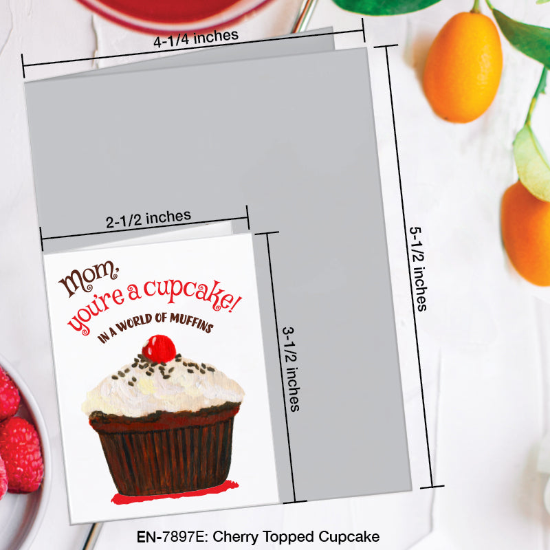 Cherry Topped Cupcake, Greeting Card (7897E), Enclosure, www.printedcanvas.com