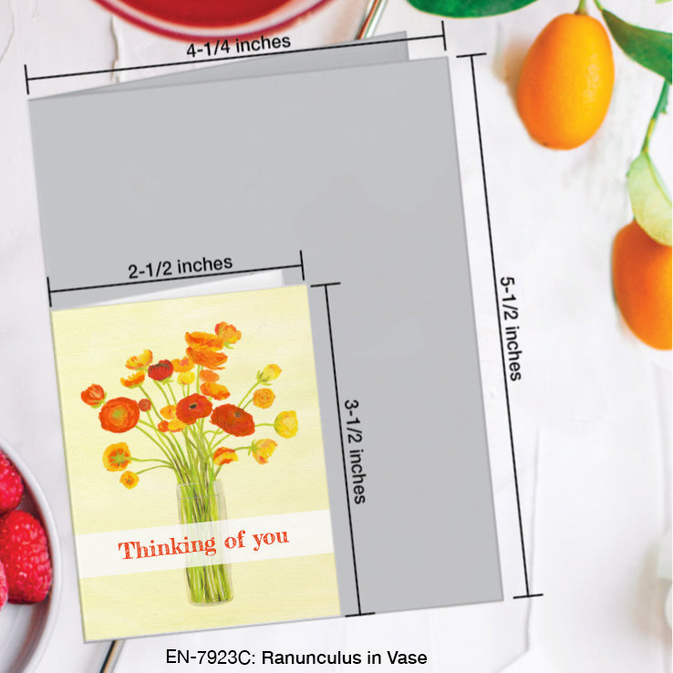 Ranunculus in Vase, Greeting Card (7923C), Enclosure, www.printedcanvas.com