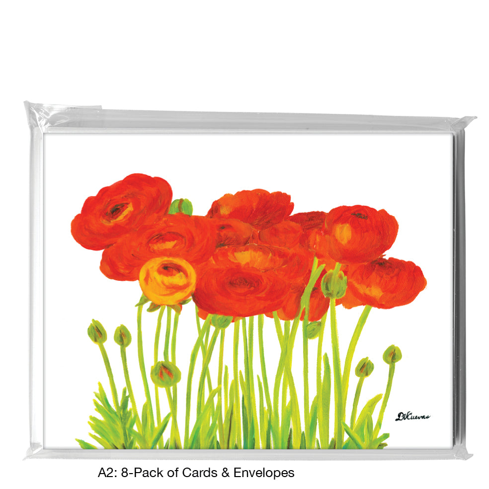 Ranunculus Row, Greeting Card (7928C), A2 8-Pack, printedcanvas.com