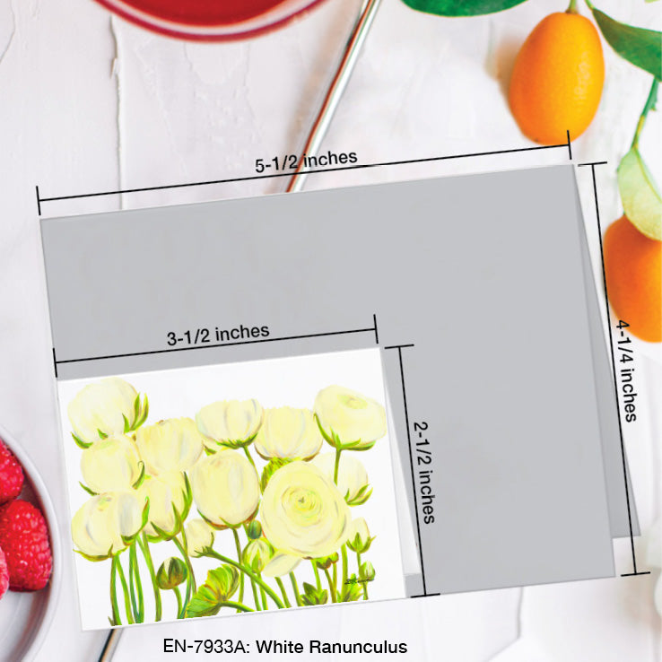 White Ranunculus, Greeting Card (7933A), Enclosure Card, www.printedcanvas.com