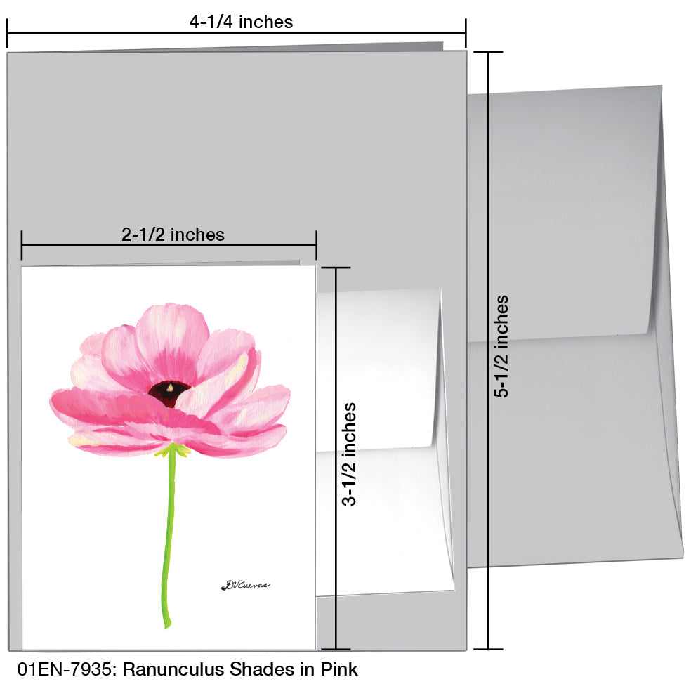 Ranunculus Shades in Pink, Greeting Card (7935B), Enclosure, www.printedcanvas.com