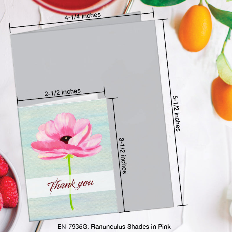Ranunculus Shades in Pink, Greeting Card (7935G), Enclosure Card, www.printedcanvas.com