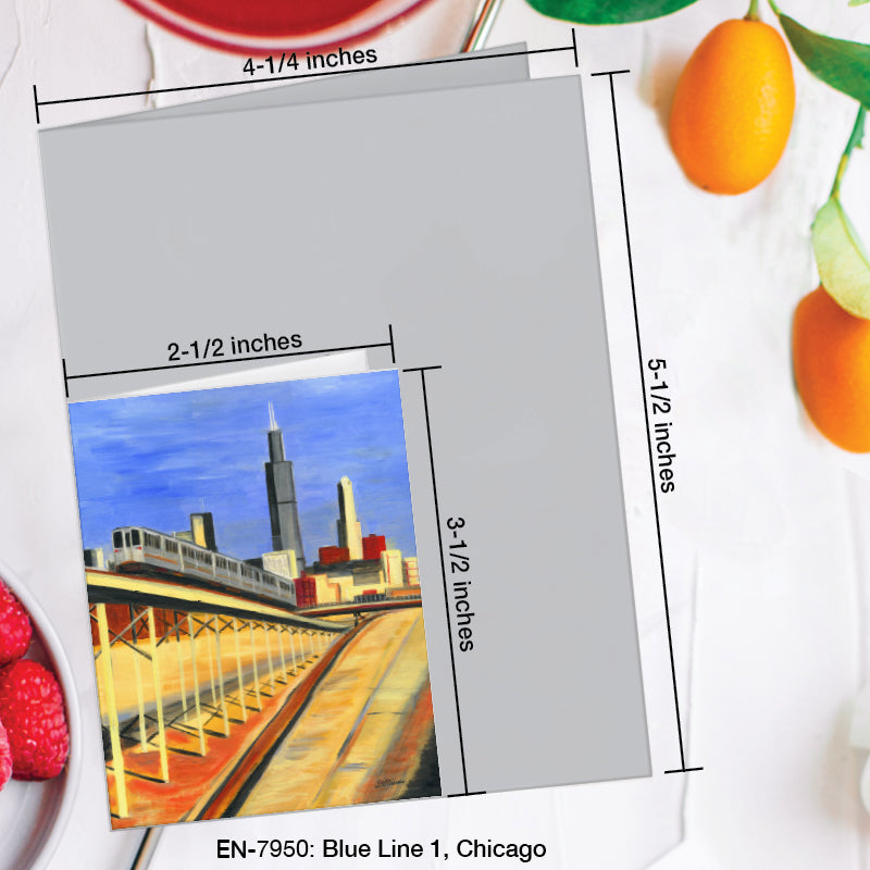 Blue Line 1, Chicago, Greeting Card (7950A), Enclosure Card, www.printedcanvas.com
