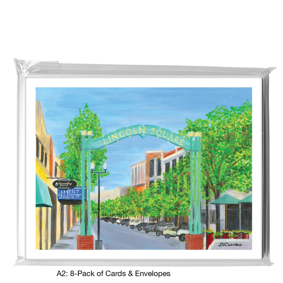 Lincoln Square, Chicago, Greeting Card (7971A), A2 Card 8-Pack, www.printedcanvas.com