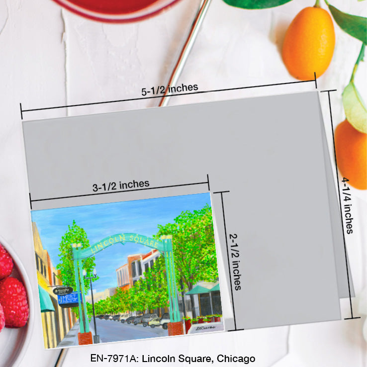 Lincoln Square, Chicago, Greeting Card (7971A), Enclosure Card, www.printedcanvas.com
