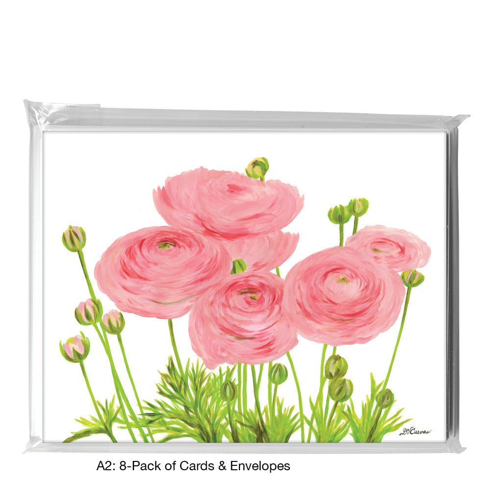Pink Ranunculus, Greeting Card (7972A), A2 8-Pack, printedcanvas.com