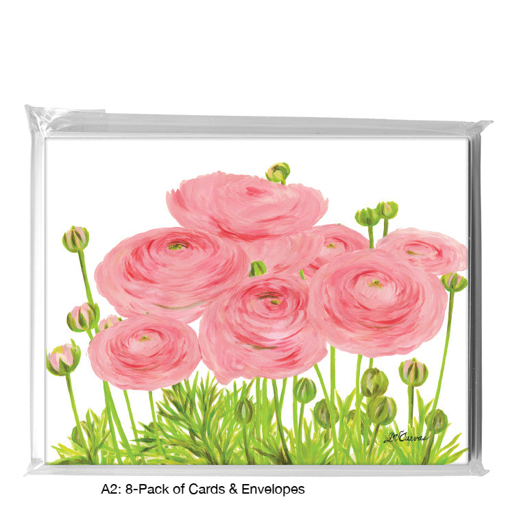 Pink Ranunculus, Greeting Card (7972A), A2 Card 8-Pack, www.printedcanvas.com