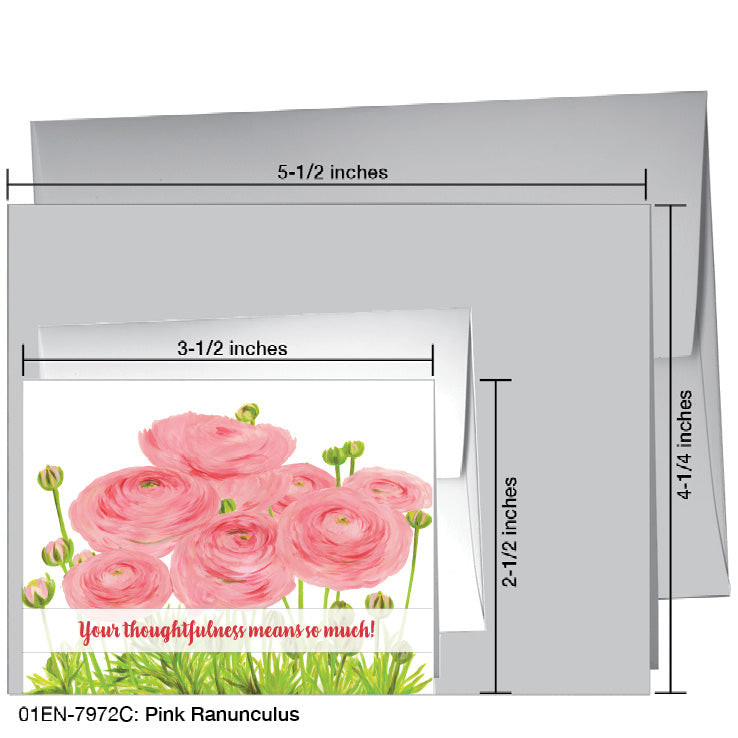 Pink Ranunculus, Greeting Card (7972C), Enclosure, www.printedcanvas.com