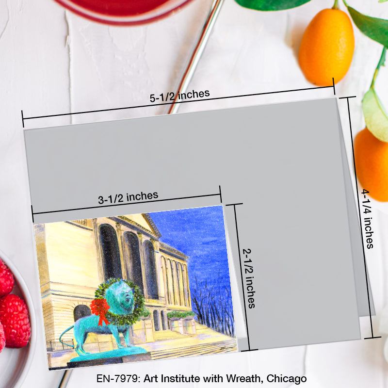 Art Institute with Wreath, Chicago, Greeting Card (7979A), Enclosure Card, www.printedcanvas.com