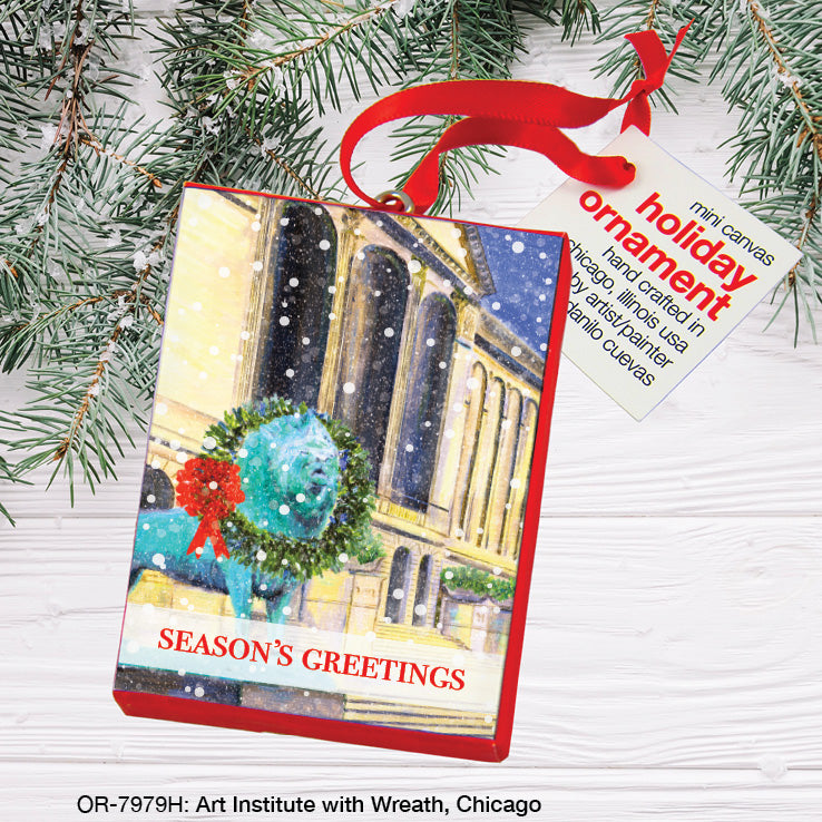 Art Institute With Wreath, Chicago, Ornament (OR-7979H), Front, printedcanvas.com