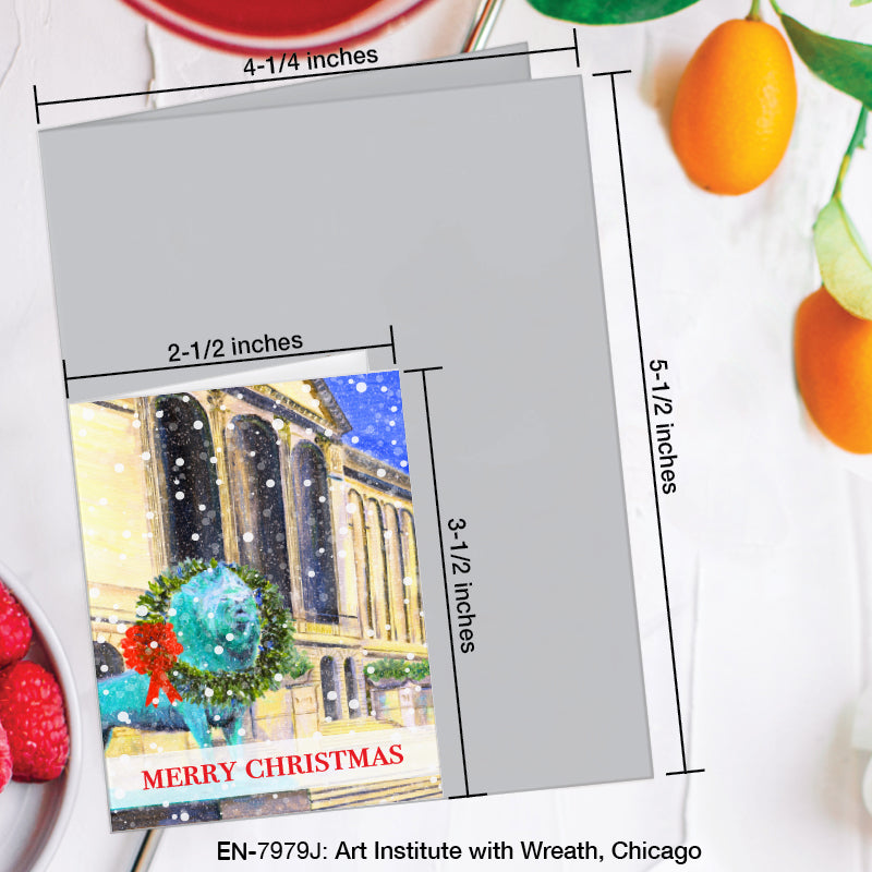 Art Institute with Wreath, Chicago, Greeting Card (7979J), Enclosure Card, www.printedcanvas.com